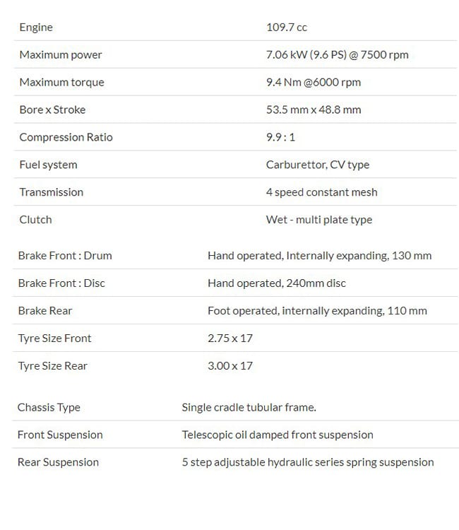 TVS Victor-Engine Specification | carinfoindia.com